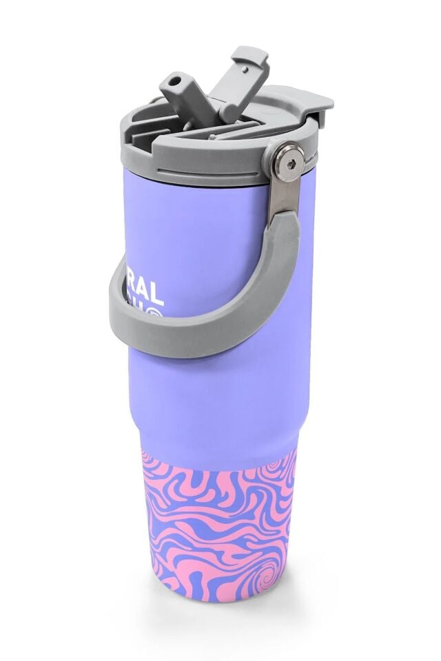Coral High Milka Geometrik Desenli Pipetli ve Direkt İçim Çelik Termos 900 ml 38704 Adet