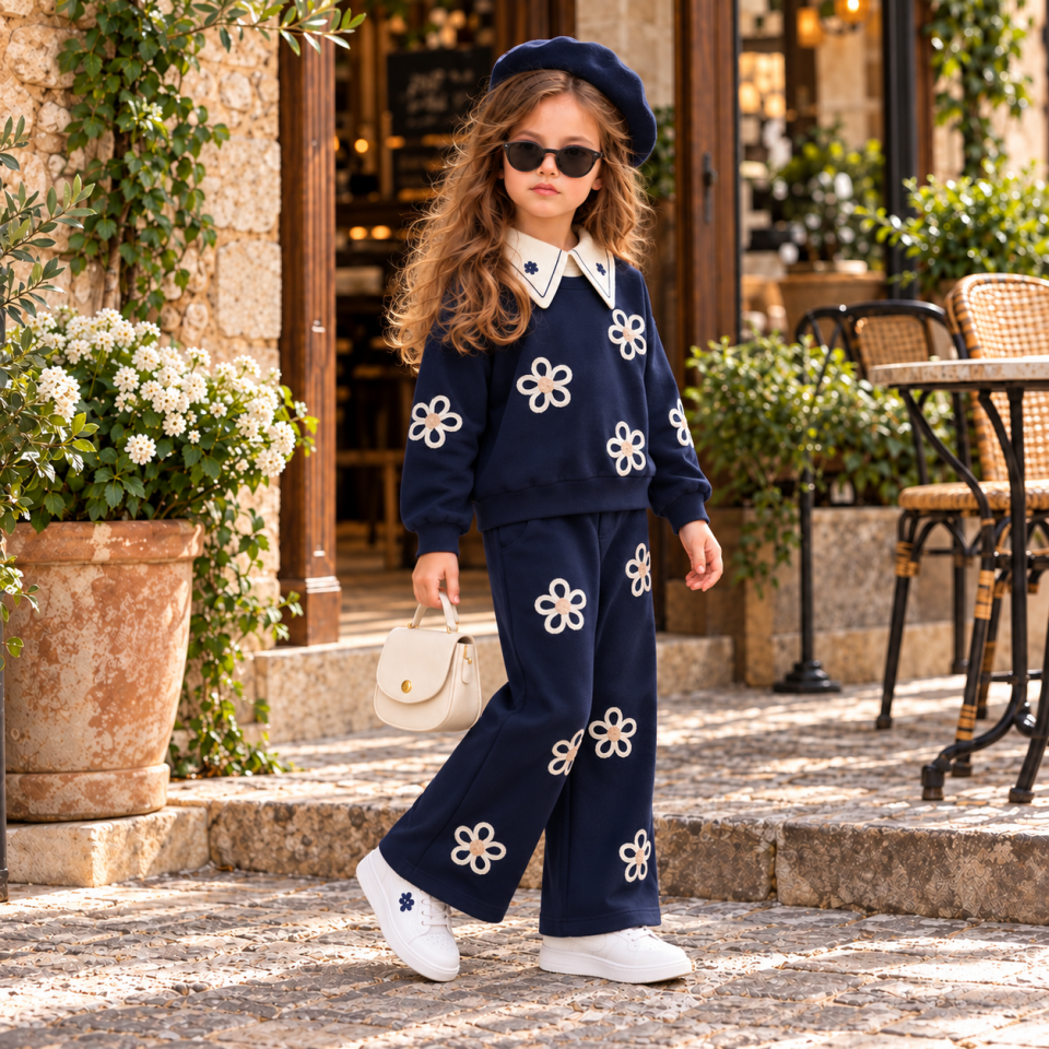 Bebe Yaka Lacivert Kız Takım 9-10 YAŞ