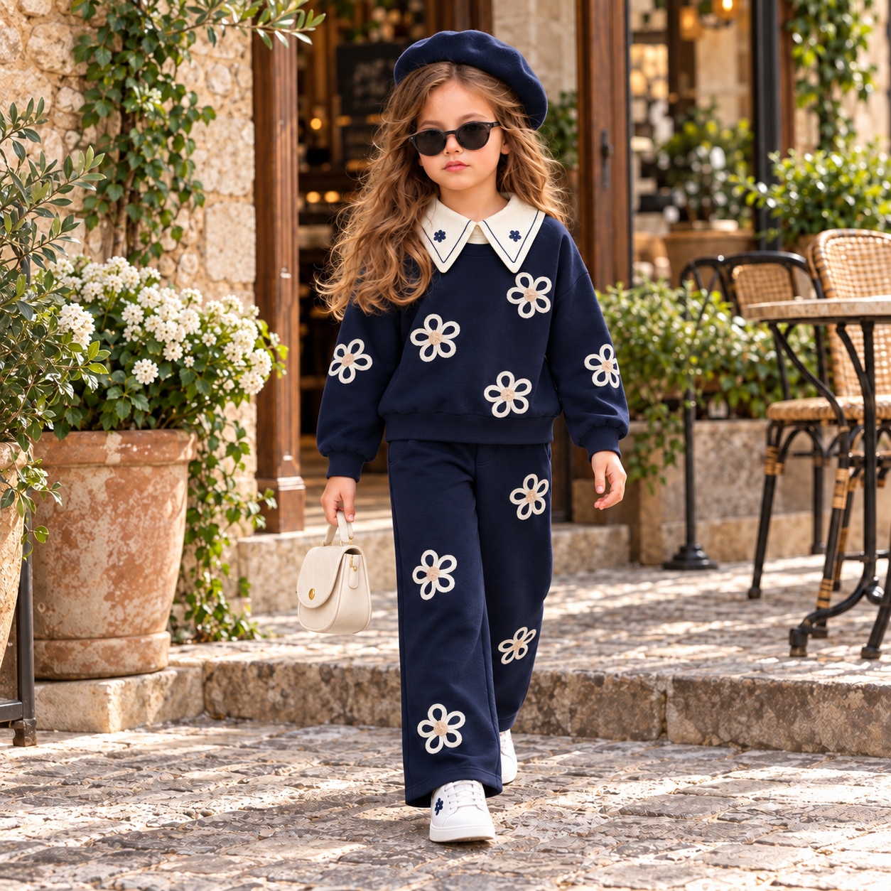 Bebe Yaka Lacivert Kız Takım 5-6 YAŞ