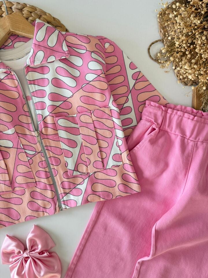 Pembe Denim 3'lü Takım 11-12 YAŞ