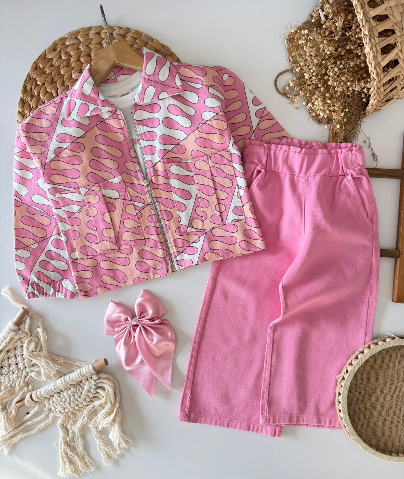 Pembe Denim 3'lü Takım 11-12 YAŞ