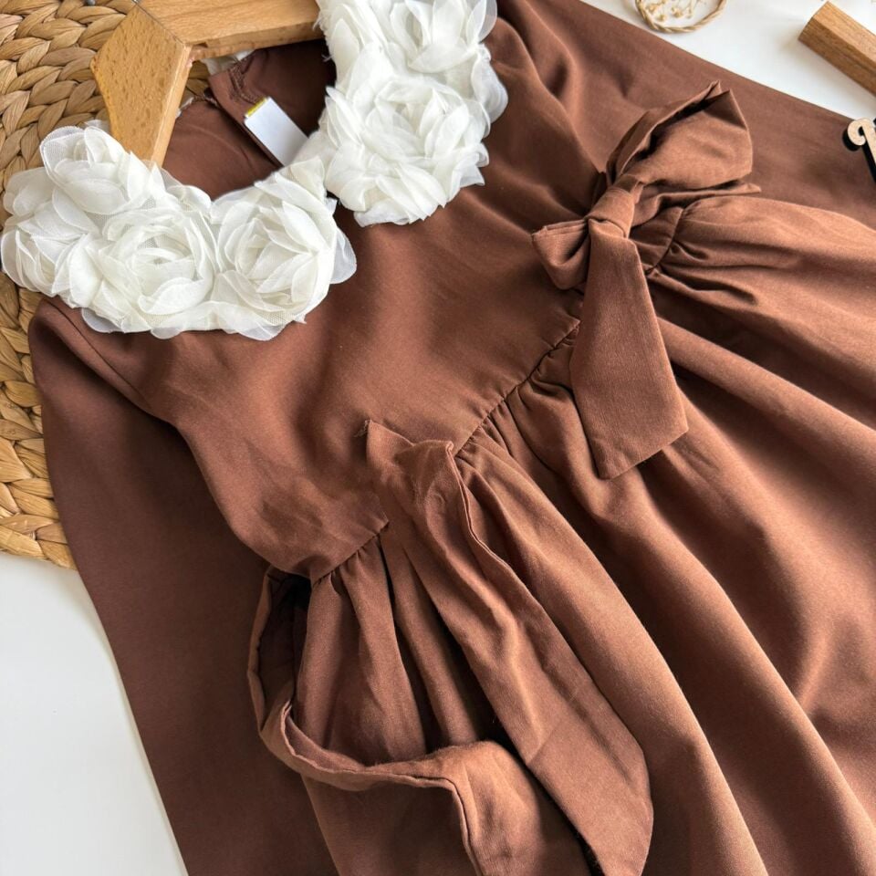 Kahverengi Güllü Elbise 9-10 YAŞ