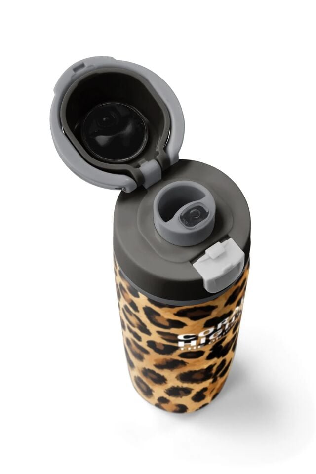 Coral High Kahverengi Leopar Desenli Pipetli ve Direkt İçim Çelik Termos 800 ml 38541 Adet