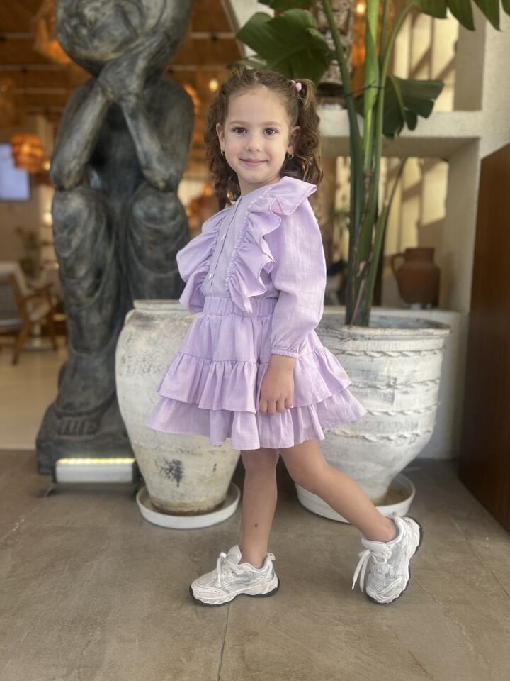 Fırfırlı Lila Mevsimlik Takım 5-6 YAŞ