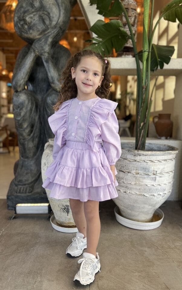 Fırfırlı Lila Mevsimlik Takım 5-6 YAŞ