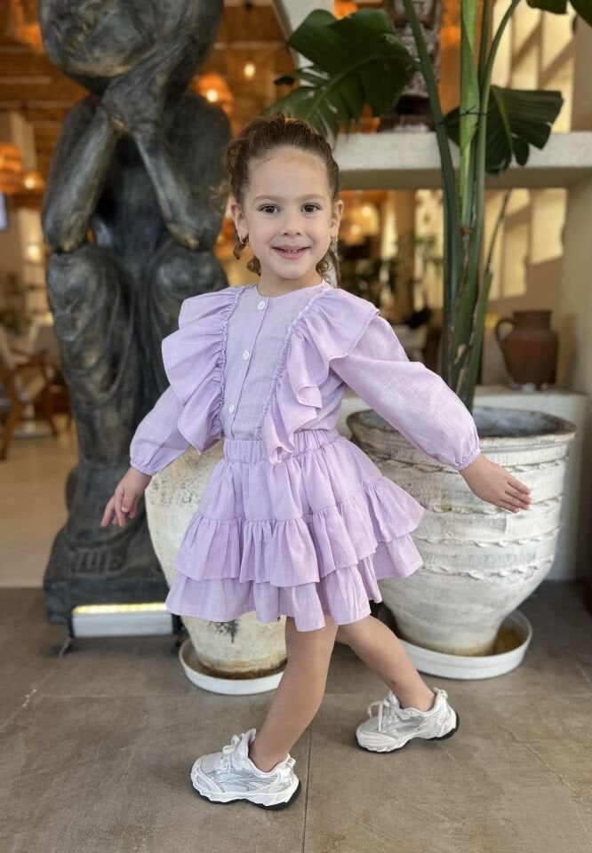 Fırfırlı Lila Mevsimlik Takım 5-6 YAŞ