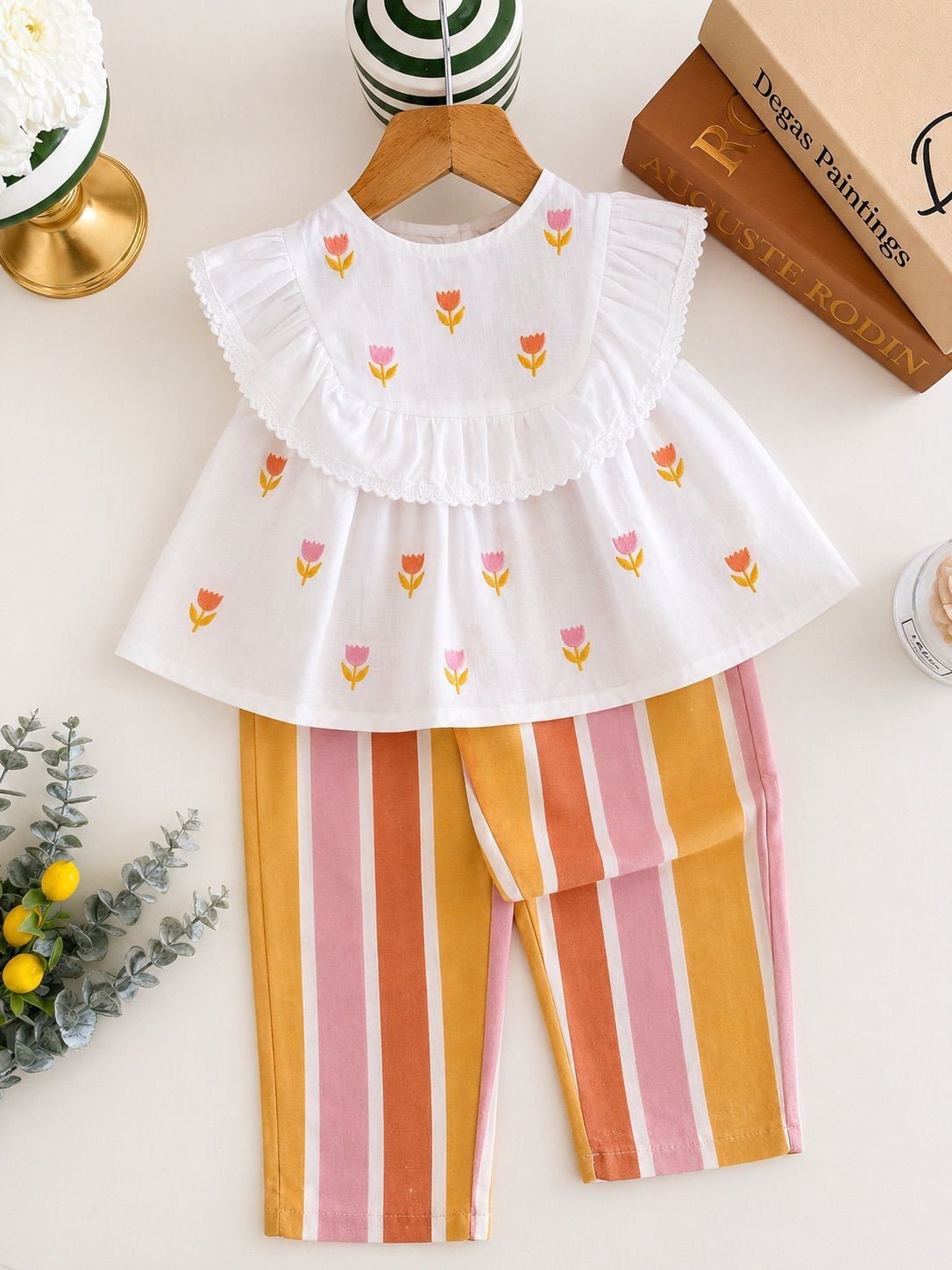 Çicekli Keten Pamuk Takım 9-10 YAŞ