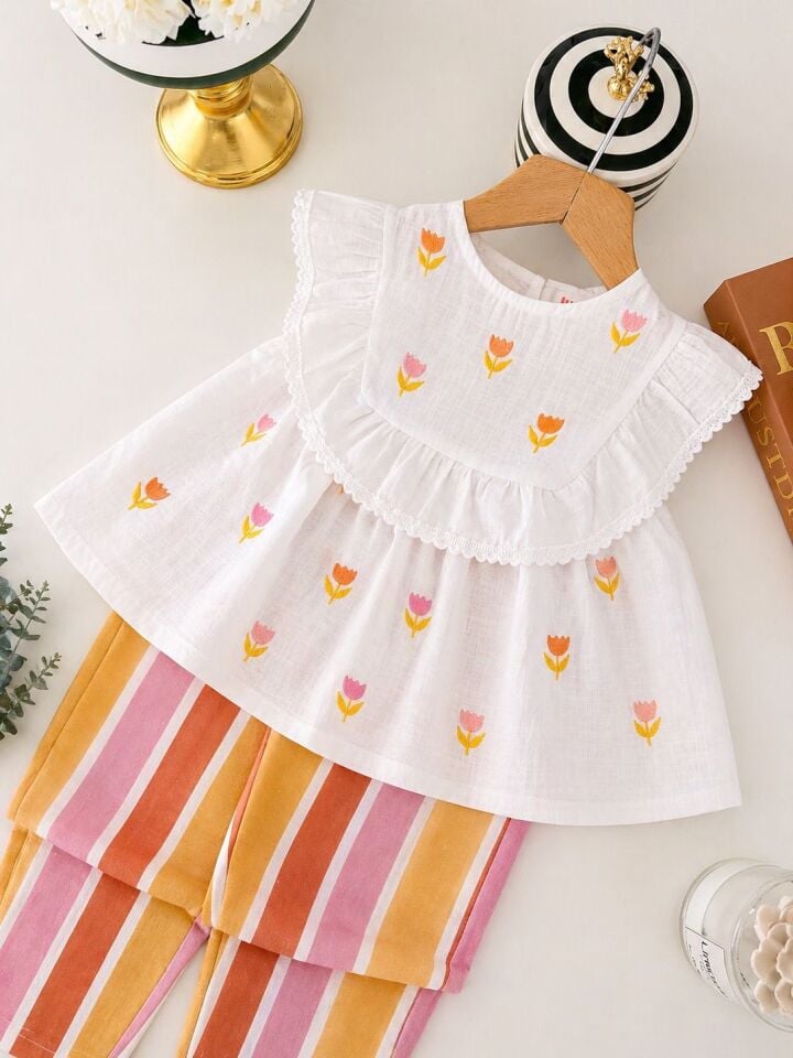 Çicekli Keten Pamuk Takım 9-10 YAŞ