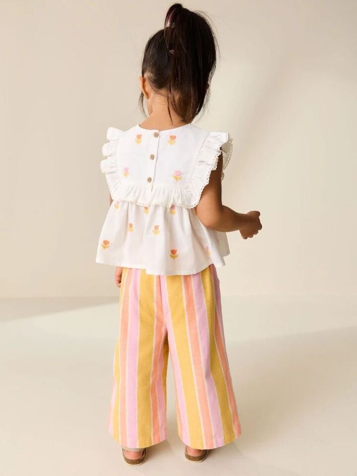 Çicekli Keten Pamuk Takım 9-10 YAŞ