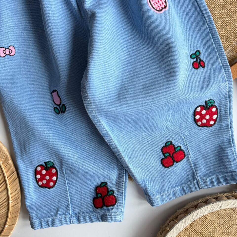 Denim Nakışlı Pantolon 6-7 YAŞ