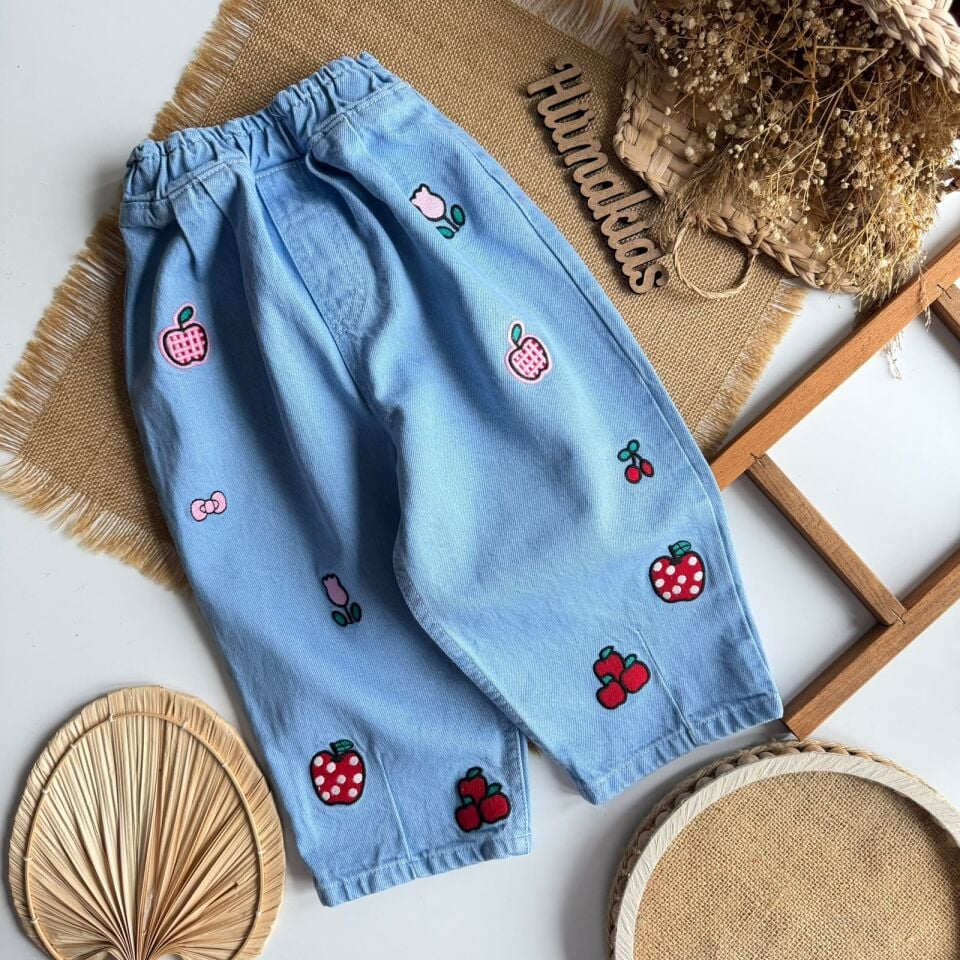 Denim Nakışlı Pantolon 6-7 YAŞ