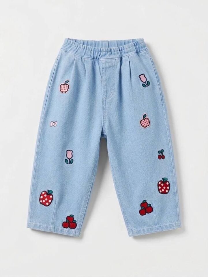 Denim Nakışlı Pantolon 6-7 YAŞ