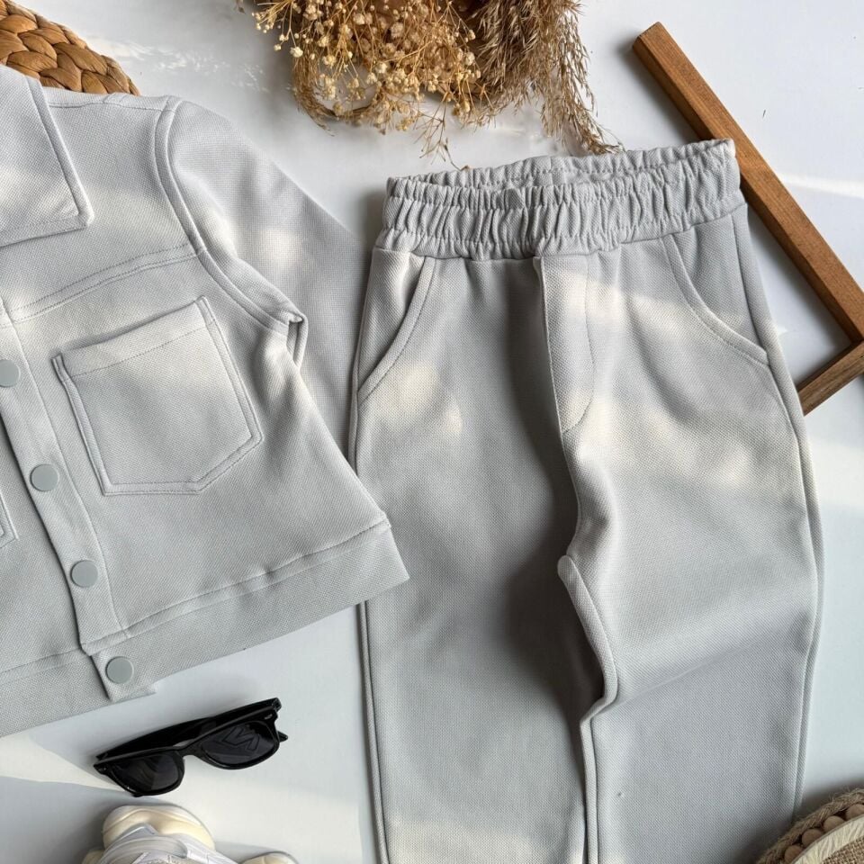 3'lü Gofre Gri Kumaş Takım 1-2 YAŞ