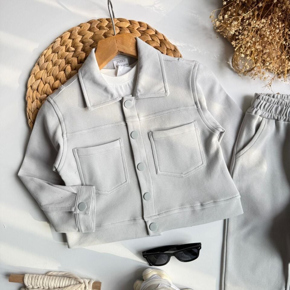 3'lü Gofre Gri Kumaş Takım 1-2 YAŞ