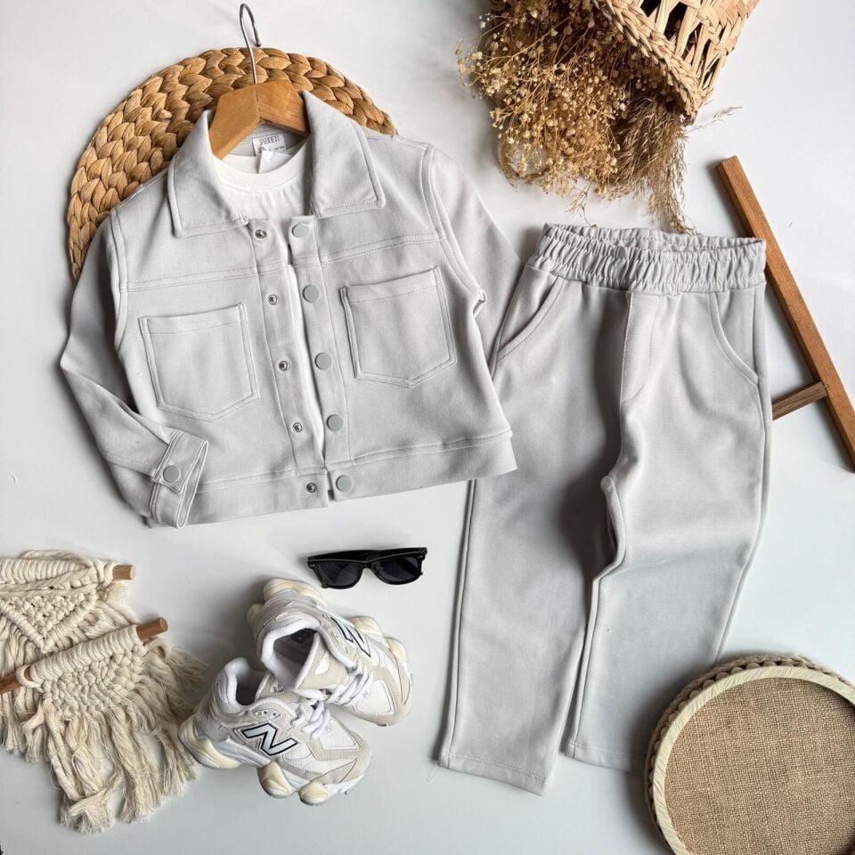 3'lü Gofre Gri Kumaş Takım 1-2 YAŞ