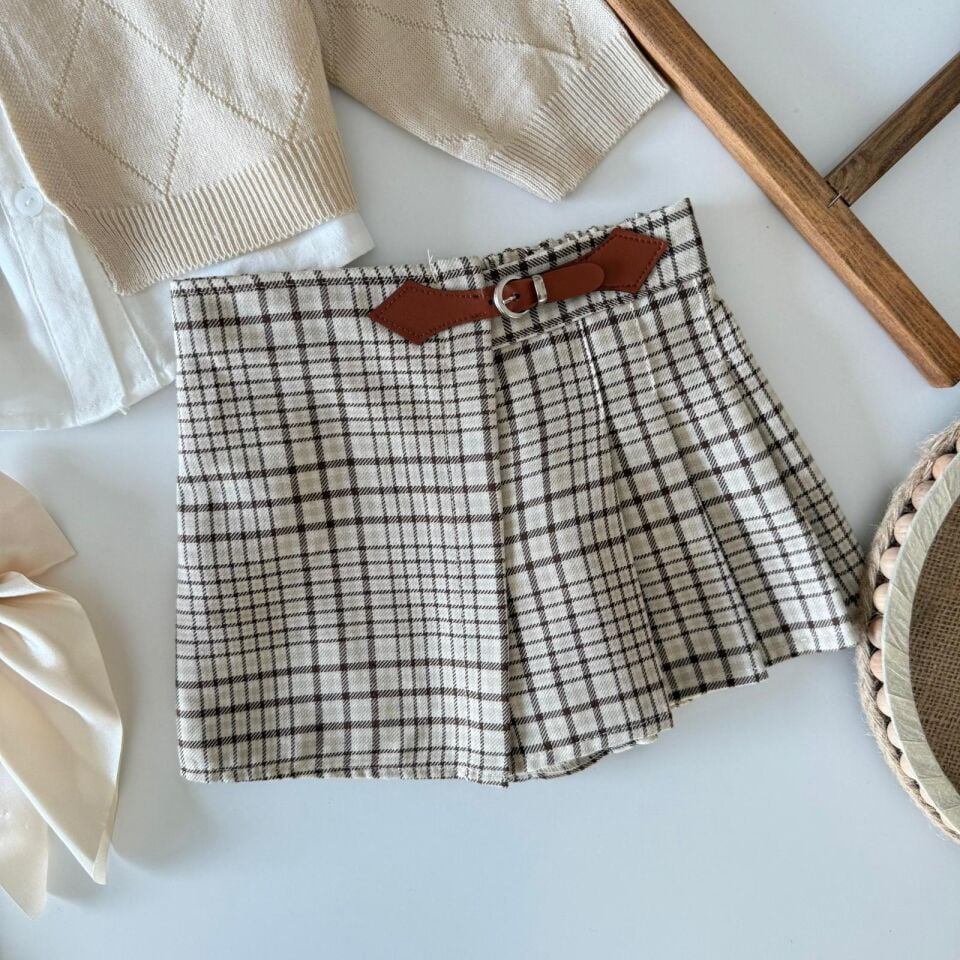 Ekose Şort Etekli 3'lü Takım 2yaş