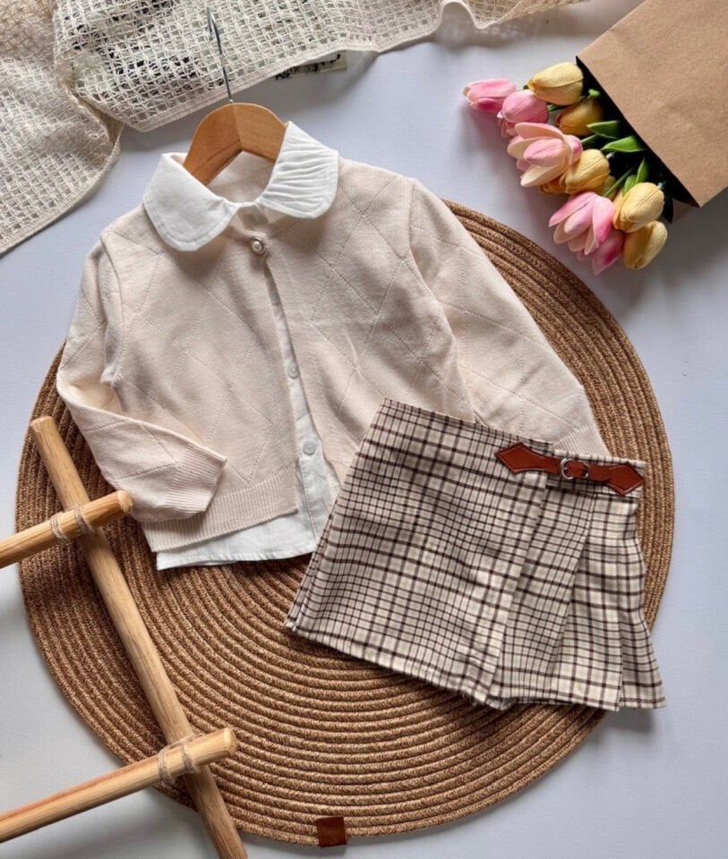 Ekose Şort Etekli 3'lü Takım 2yaş