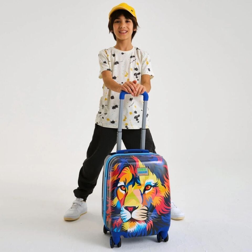 Coral High Kids Lacivert Saks Aslan Desenli Çocuk Valizi 16732 Adet