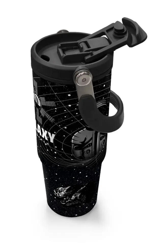 Coral High Siyah Galaxy Desenli Pipetli ve Direkt İçim Çelik Termos 900 ml 38713 Adet