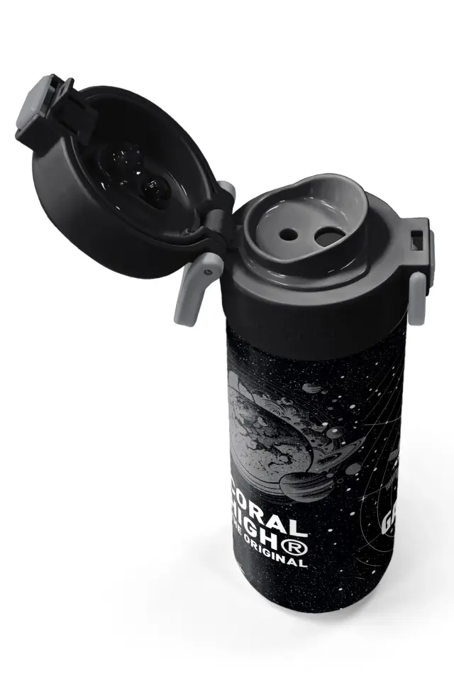 Coral High Kids Siyah Galaxy Desenli Pipetli ve Direkt İçim Çelik Termos 500 ml 31857 Adet
