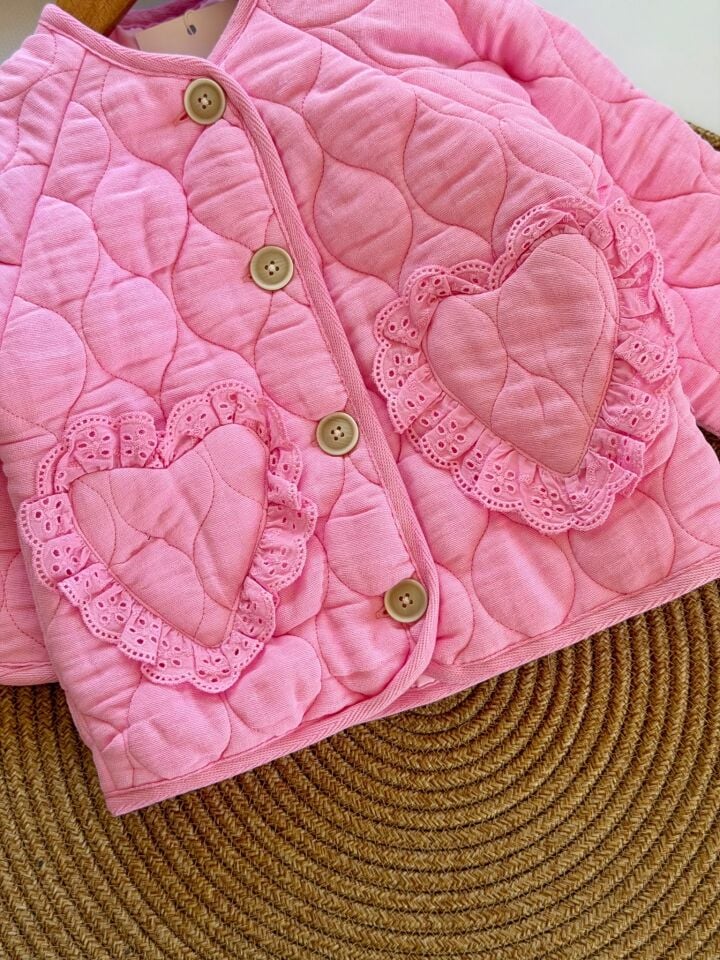 Pembe Kapitone Mont Ceket 5-6 YAŞ