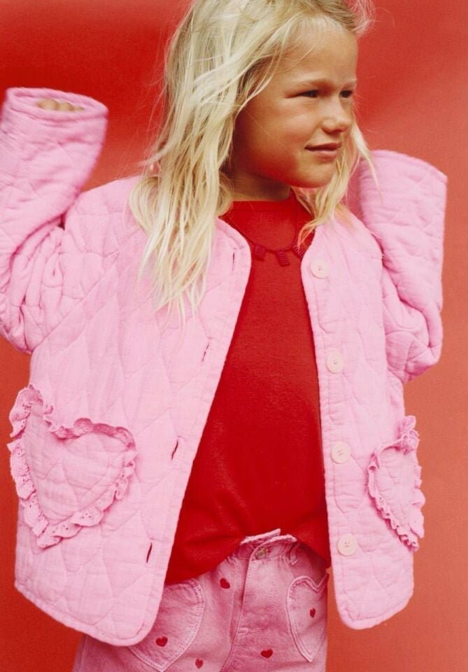 Pembe Kapitone Mont Ceket 5-6 YAŞ