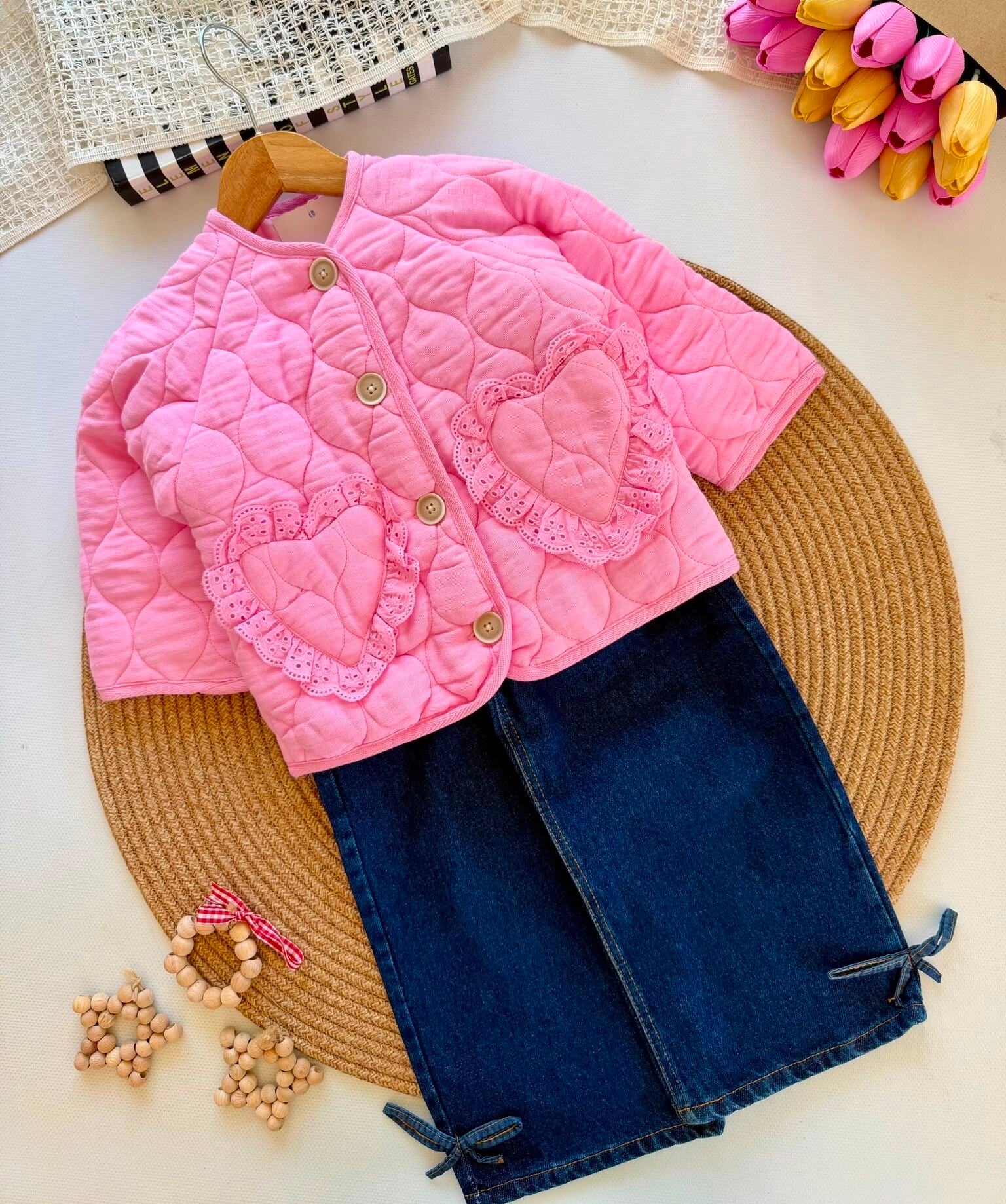 Pembe Kapitone Mont Ceket 5-6 YAŞ