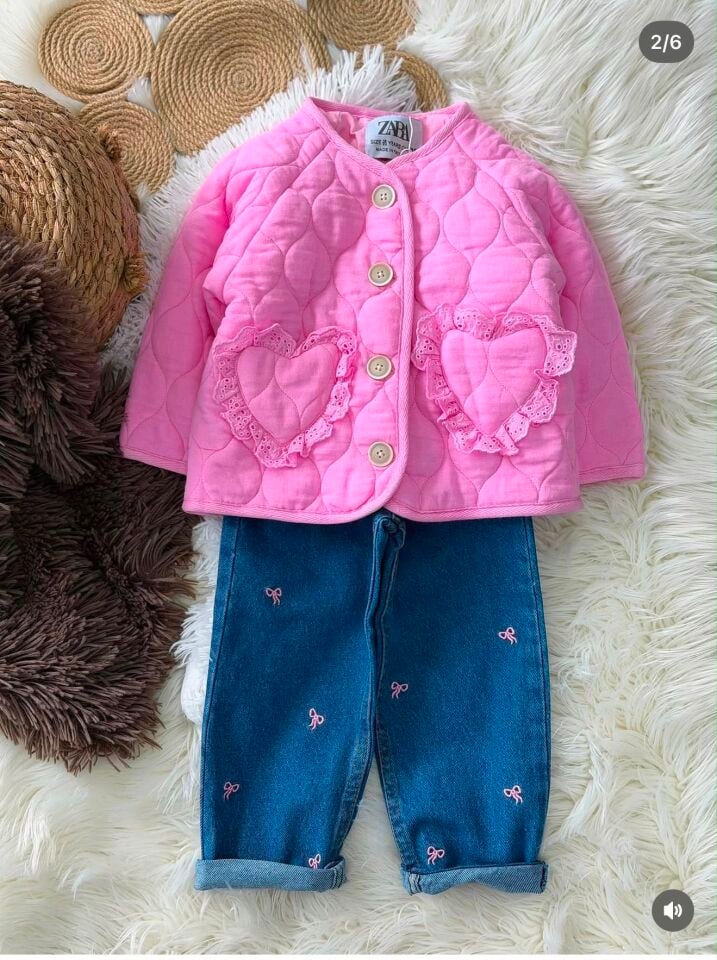 Pembe Kapitone Mont Ceket 5-6 YAŞ