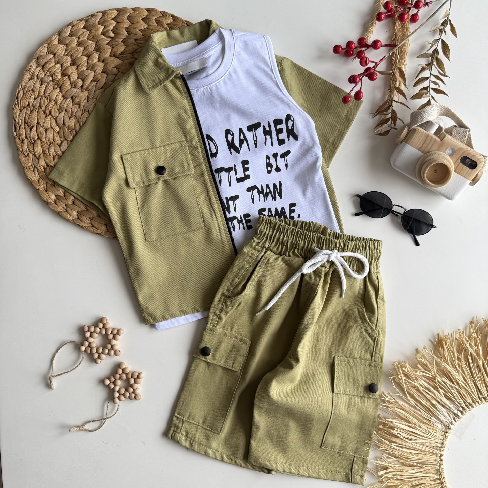 Gabardin Yag Yesili 3'lü Set