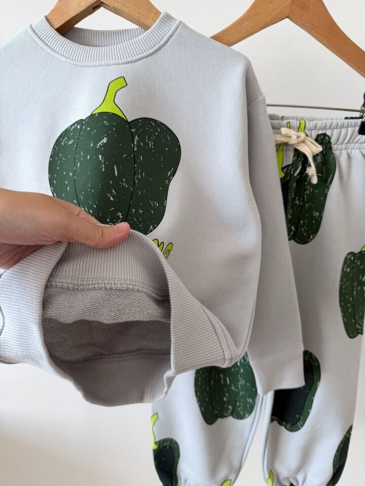 Pepper Gri Baskılı Takım 7-8 YAŞ