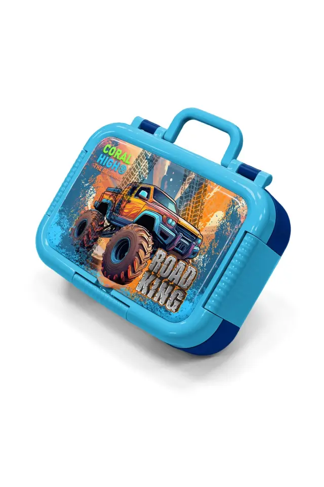 Coral High Kids Mavi Turuncu High Wheels Truck Desenli Paslanmaz Çelik Beslenme Kabı 39285 Adet
