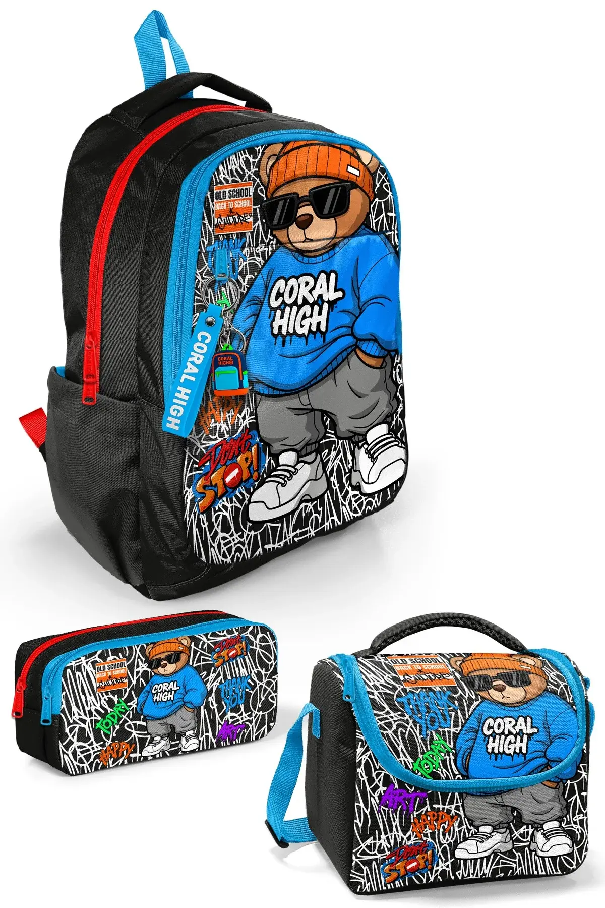 Coral High Grafiti Ayıcık Desenli 3’lü Okul Çanta Seti SET0133250 Adet