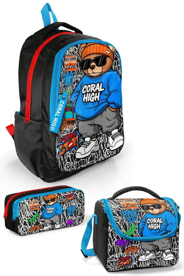 Coral High Grafiti Ayıcık Desenli 3’lü Okul Çanta Seti SET0133250 Adet