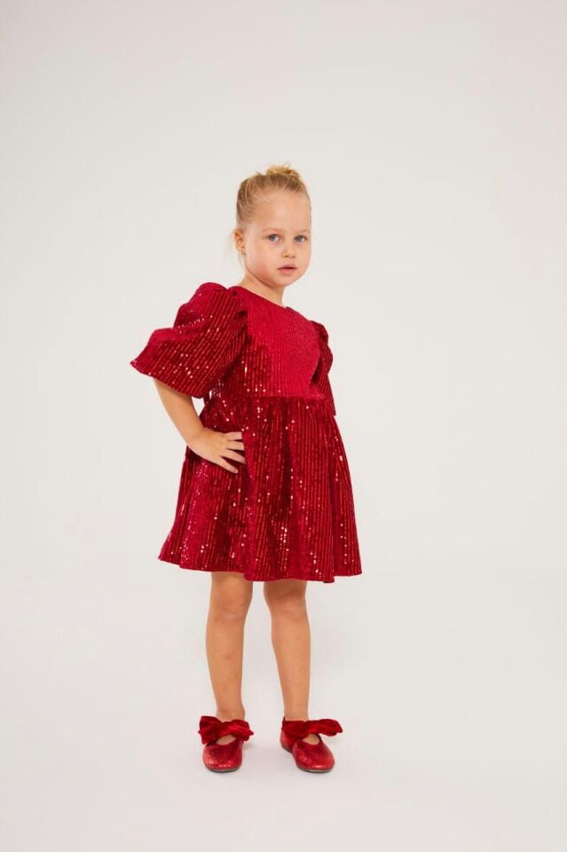 Pull Payet Kadife Bordo Elbise 7-8 YAŞ