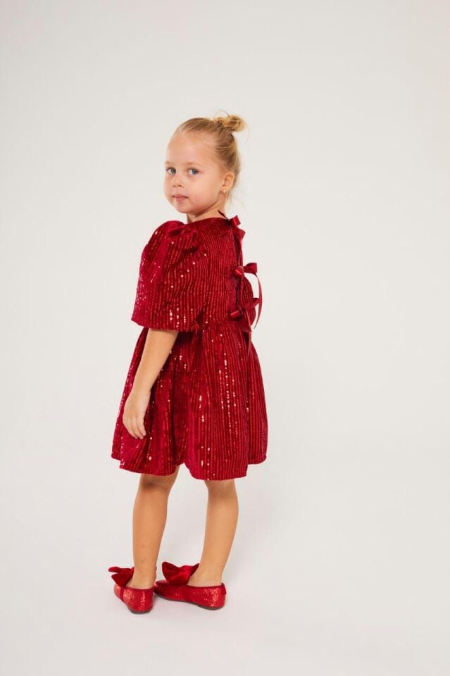 Pull Payet Kadife Bordo Elbise 7-8 YAŞ