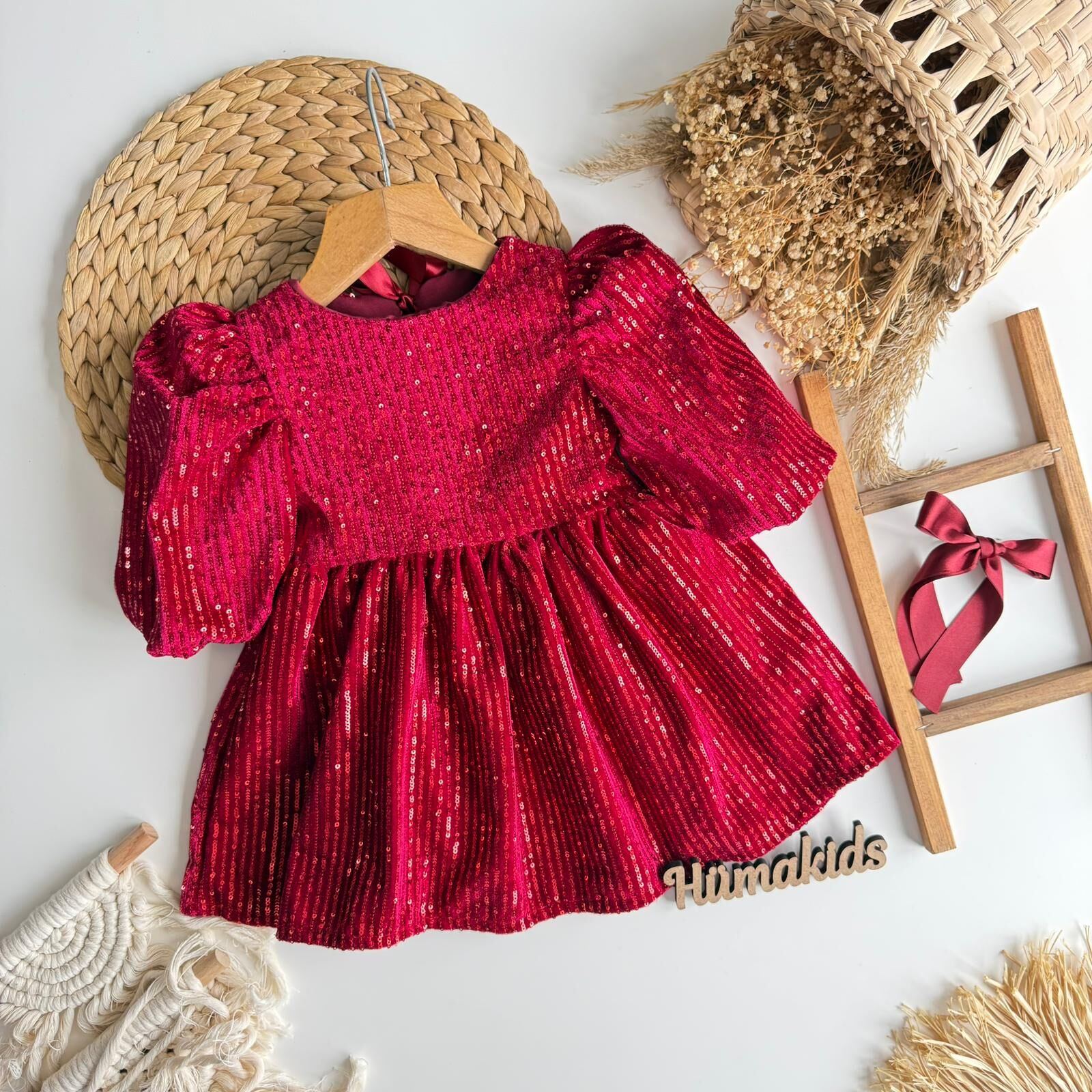 Pull Payet Kadife Bordo Elbise 7-8 YAŞ