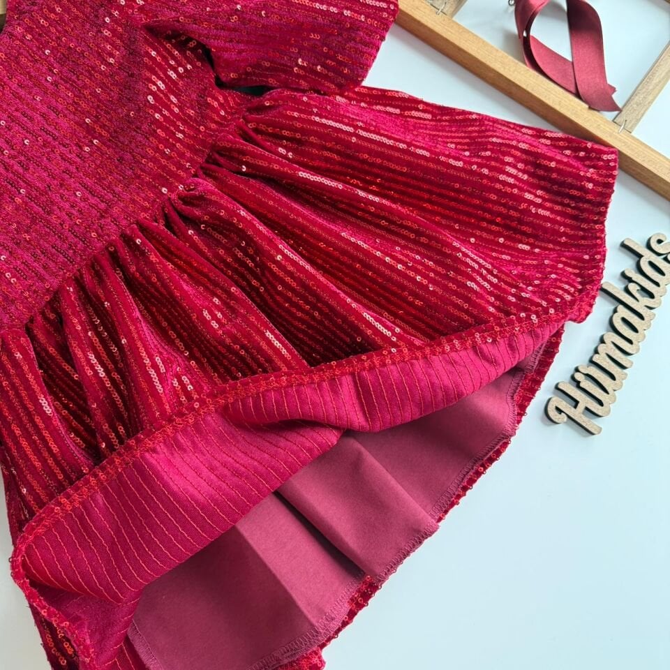 Pull Payet Kadife Bordo Elbise 5-6 YAŞ