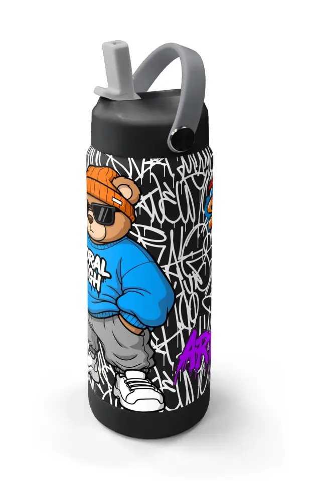 Coral High Grafiti Ayıcık Desenli Katlanır Ağızlıklı Çelik Termos 650 ml 38332 Adet