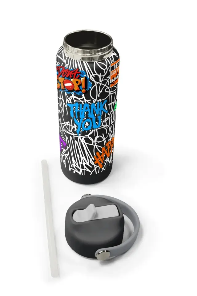 Coral High Grafiti Ayıcık Desenli Katlanır Ağızlıklı Çelik Termos 650 ml 38332 Adet