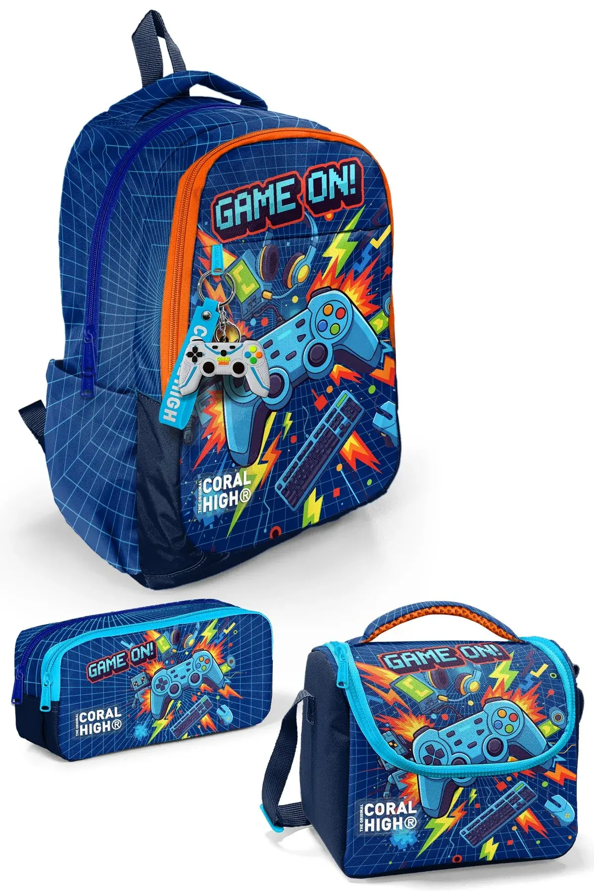 Coral High Lacivert Game Desenli 3’lü Okul Çanta Seti SET0133251 Adet