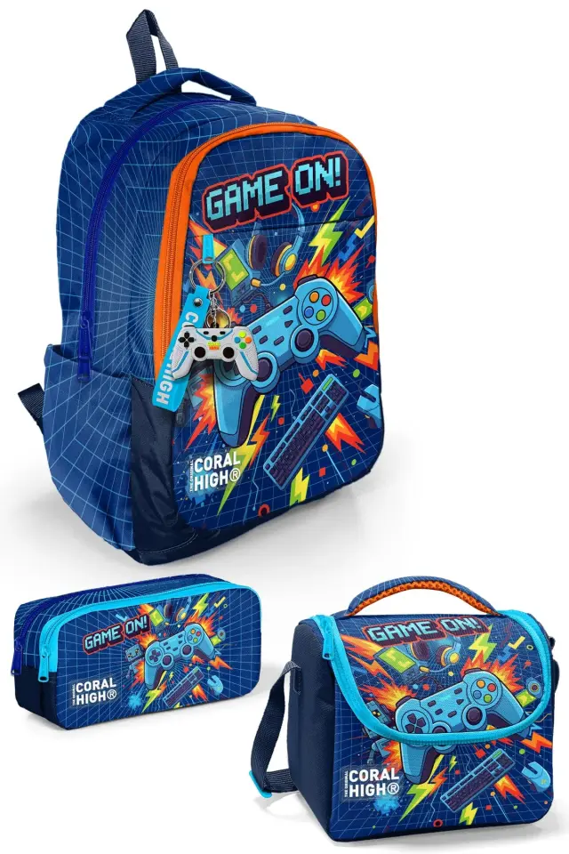 Coral High Lacivert Game Desenli 3’lü Okul Çanta Seti SET0133251 Adet
