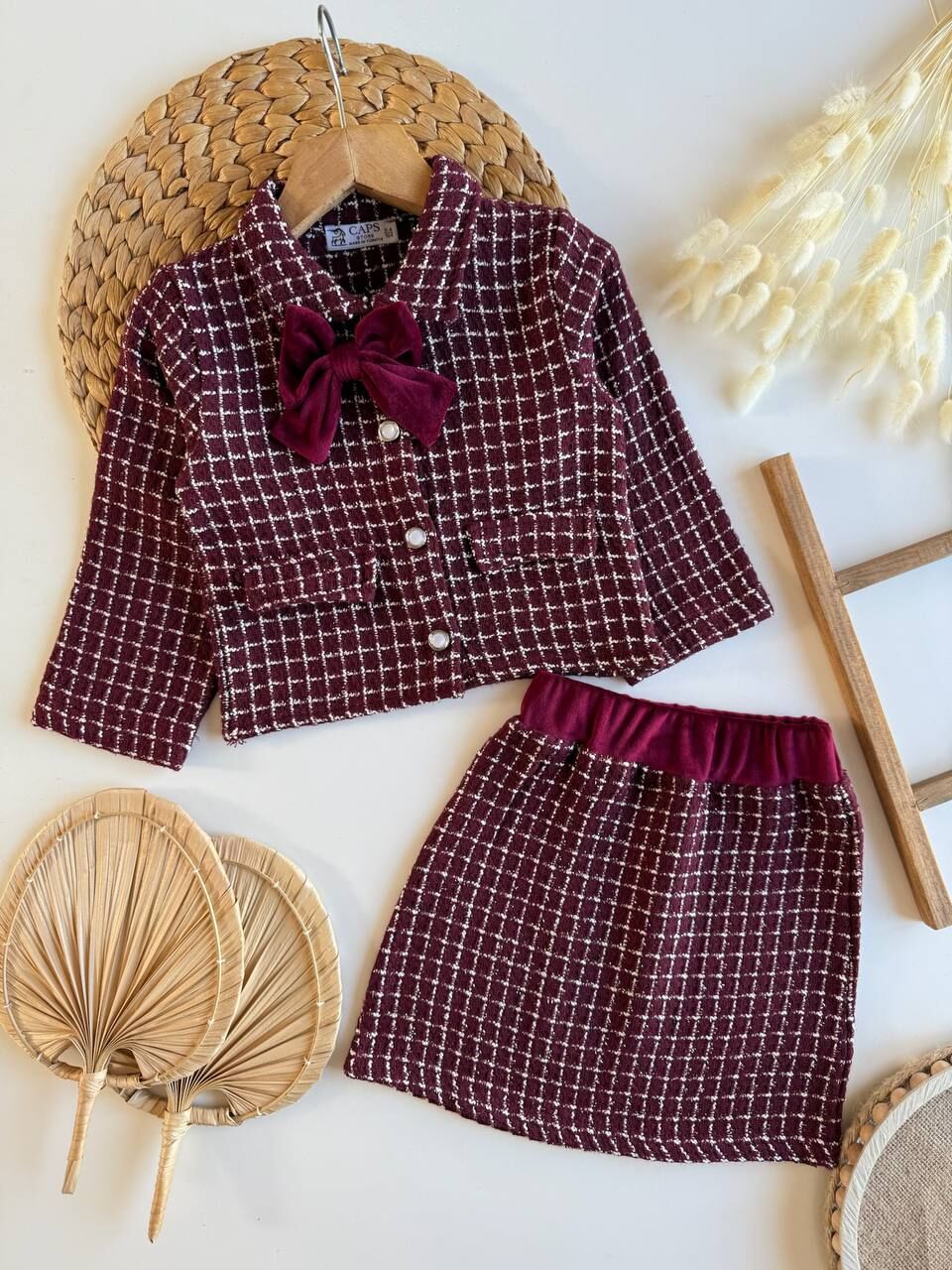 Tüvit Kumaş Bordo Ceketli Takım 9-10 YAŞ
