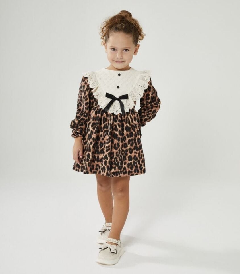 Leopar Kahve Elbise 7-8 YAŞ