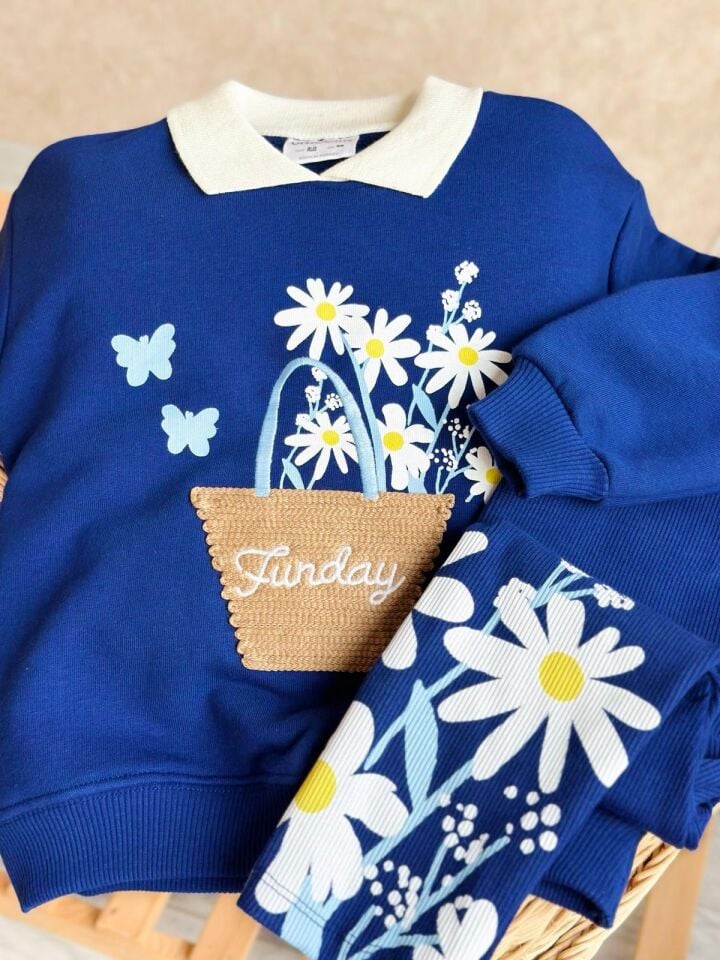 Yaka Detaylı Çicekli Takım 7-8 YAŞ