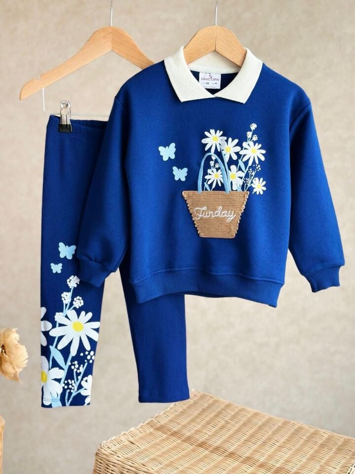 Yaka Detaylı Çicekli Takım 4-5 YAŞ