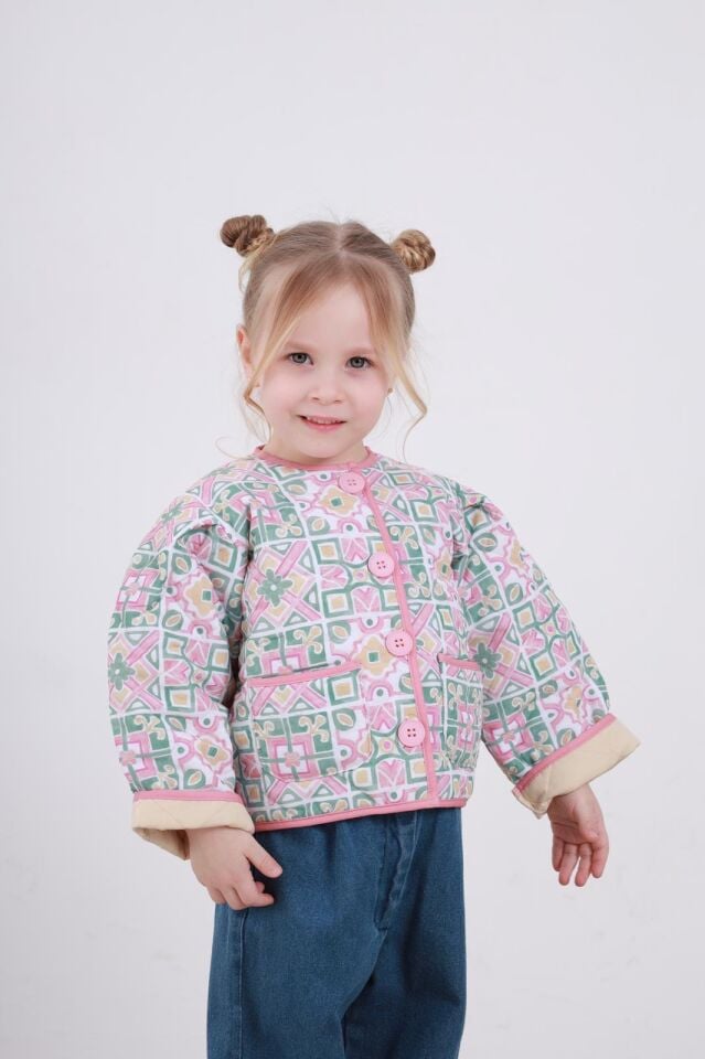 Kapitone Çicekli Ceket 4-5 YAŞ