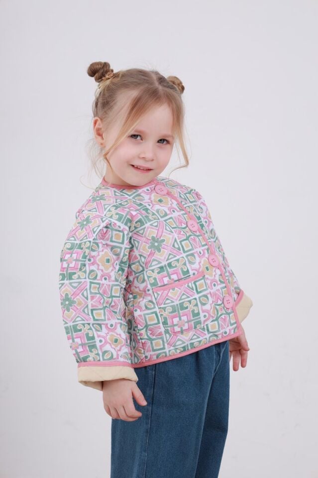 Kapitone Çicekli Ceket 4-5 YAŞ