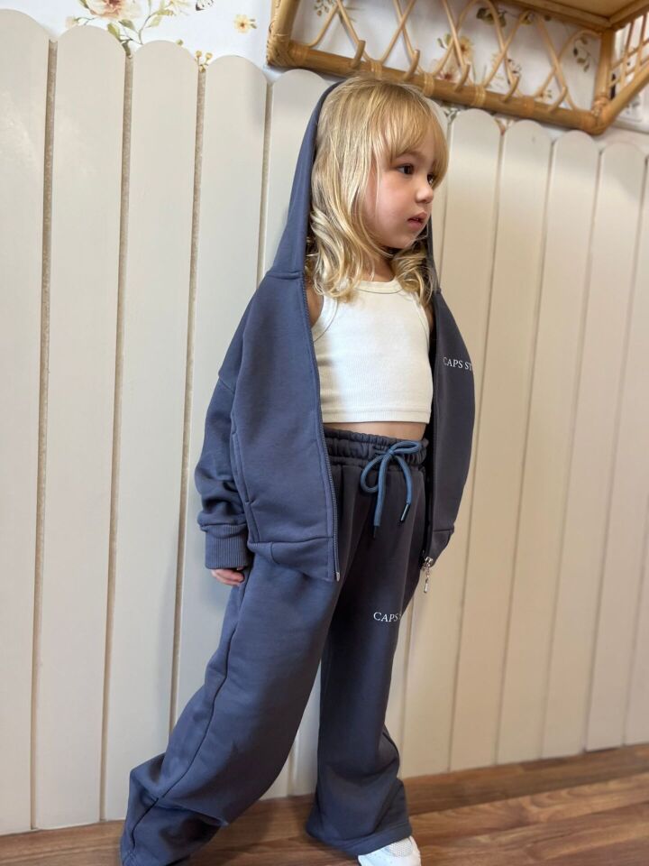 Unısex Antrasit Fermuarlı Takım 9-10 YAŞ