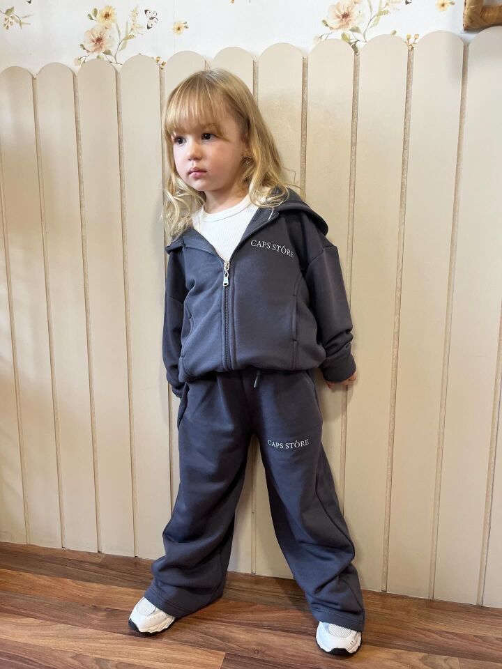 Unısex Antrasit Fermuarlı Takım 9-10 YAŞ