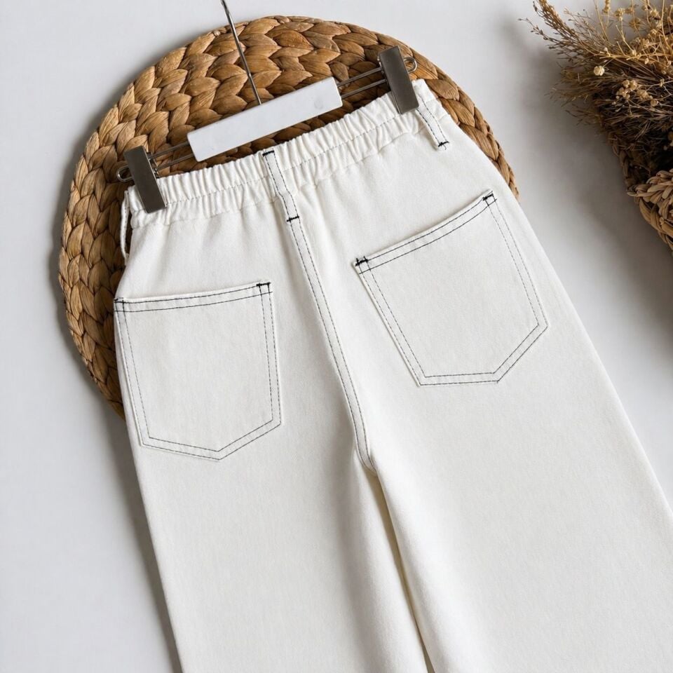 Laciel Beyaz Denim Pantolon 4-5 YAŞ